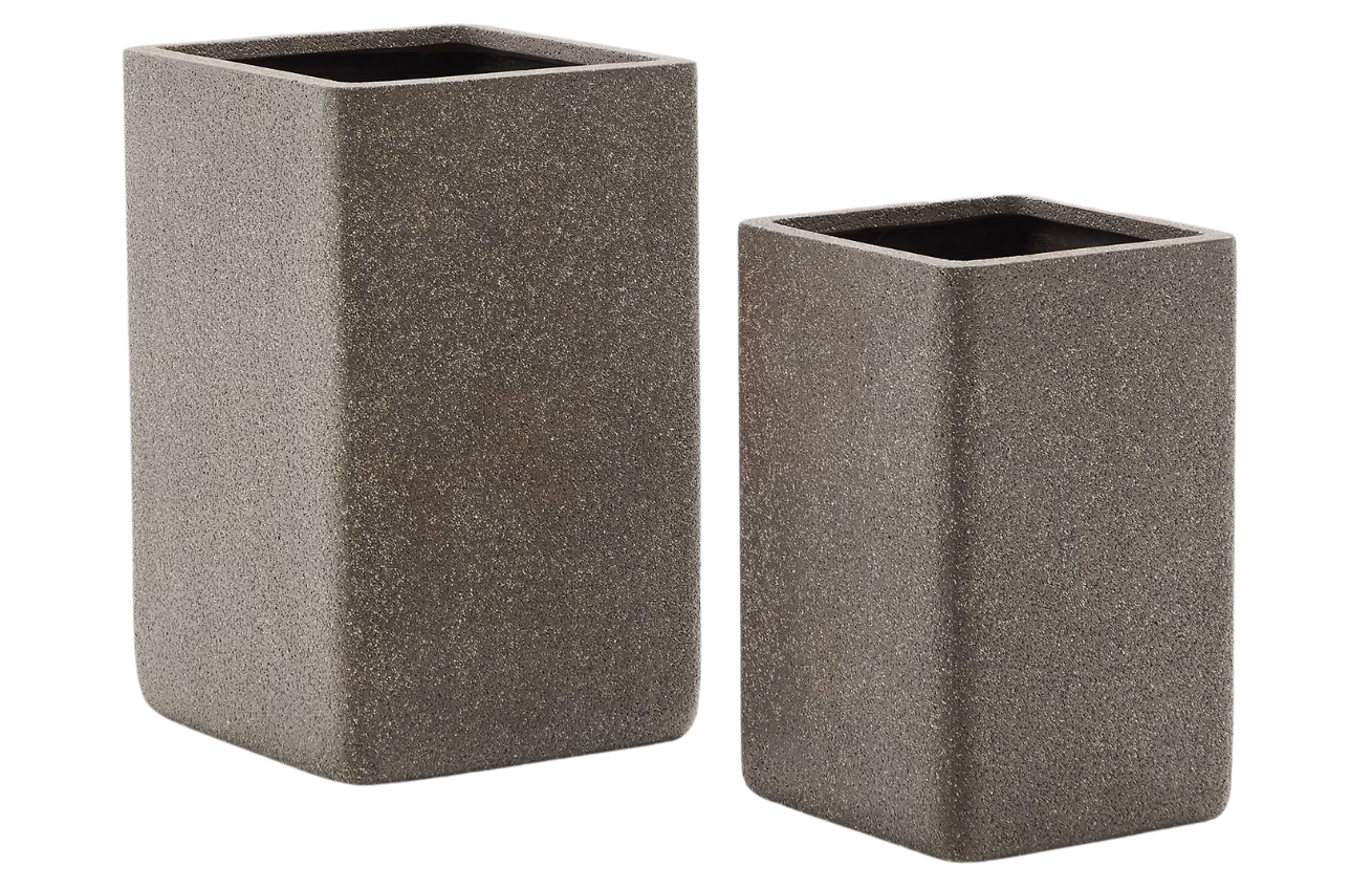 Set dvou hnědých zahradních květináčů Kave Home Minoa 33 x 33 / 41 x 41 cm