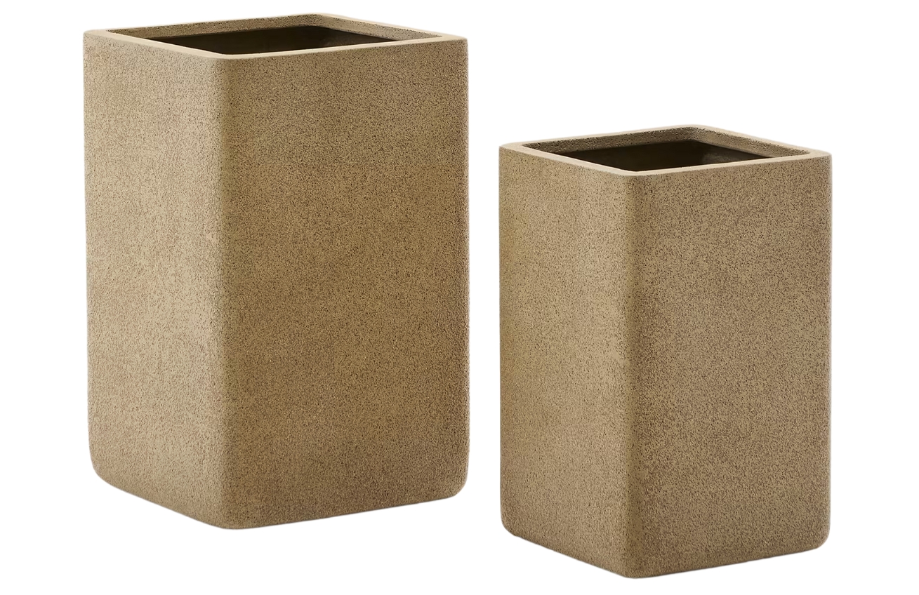 Set dvou žlutých zahradních květináčů Kave Home Minoa 33 x 33 / 41 x 41 cm