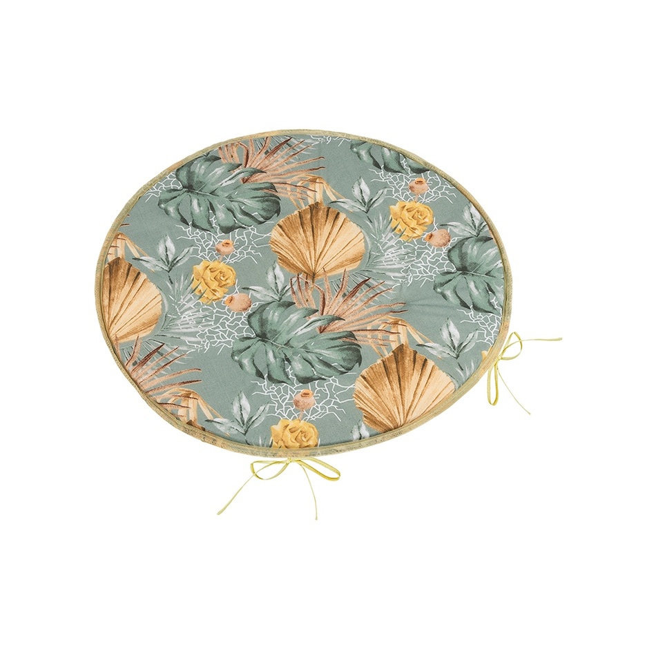 Bellatex Sedák Adéla kulatý hladký Monstera růže žlutá 40 x 40 cm
