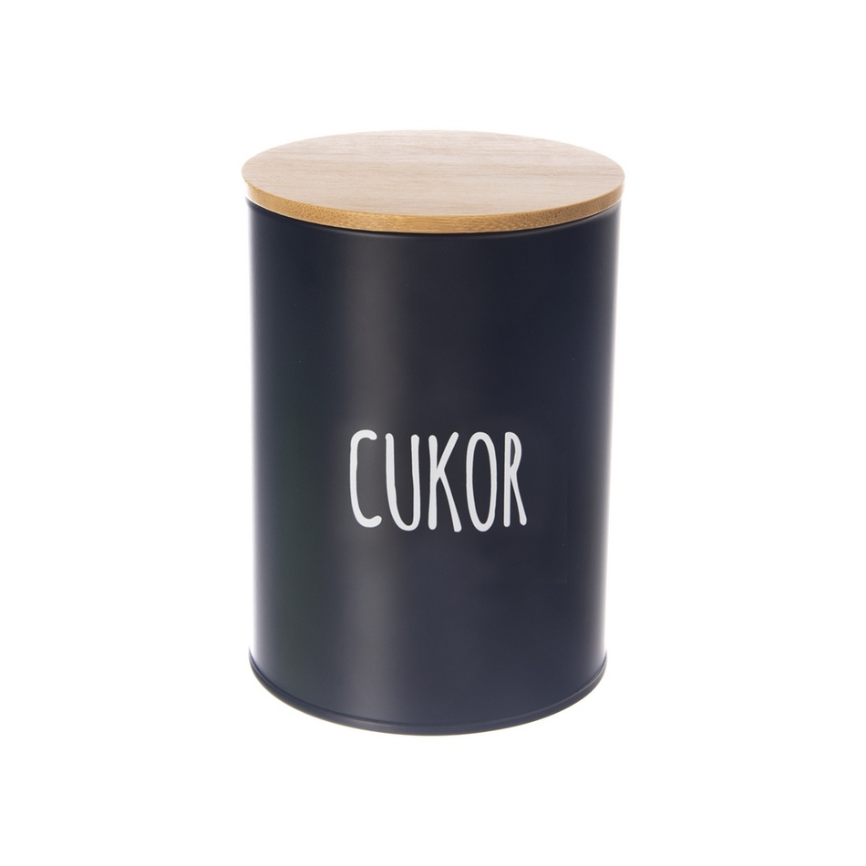 Dóza plech/bambus pr. 11 cm Cukor BLACK SK