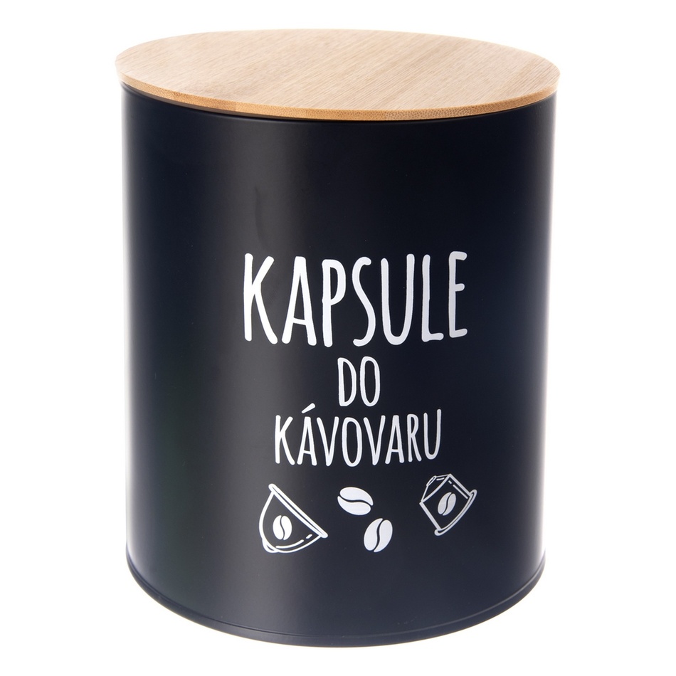 Dóza plech/bambus pr. 16 cm Kapsule BLACK SK