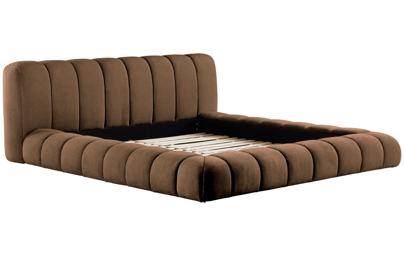 Jotex Hnědá čalouněná dvoulůžková postel DERMY 160 x 200 cm