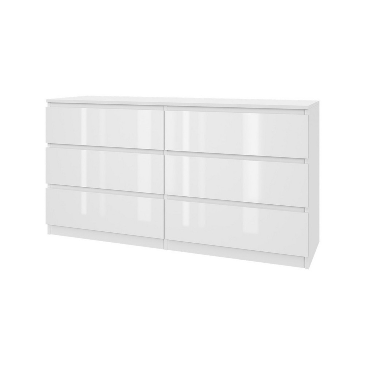 Komoda 140/6 - bílý lesk