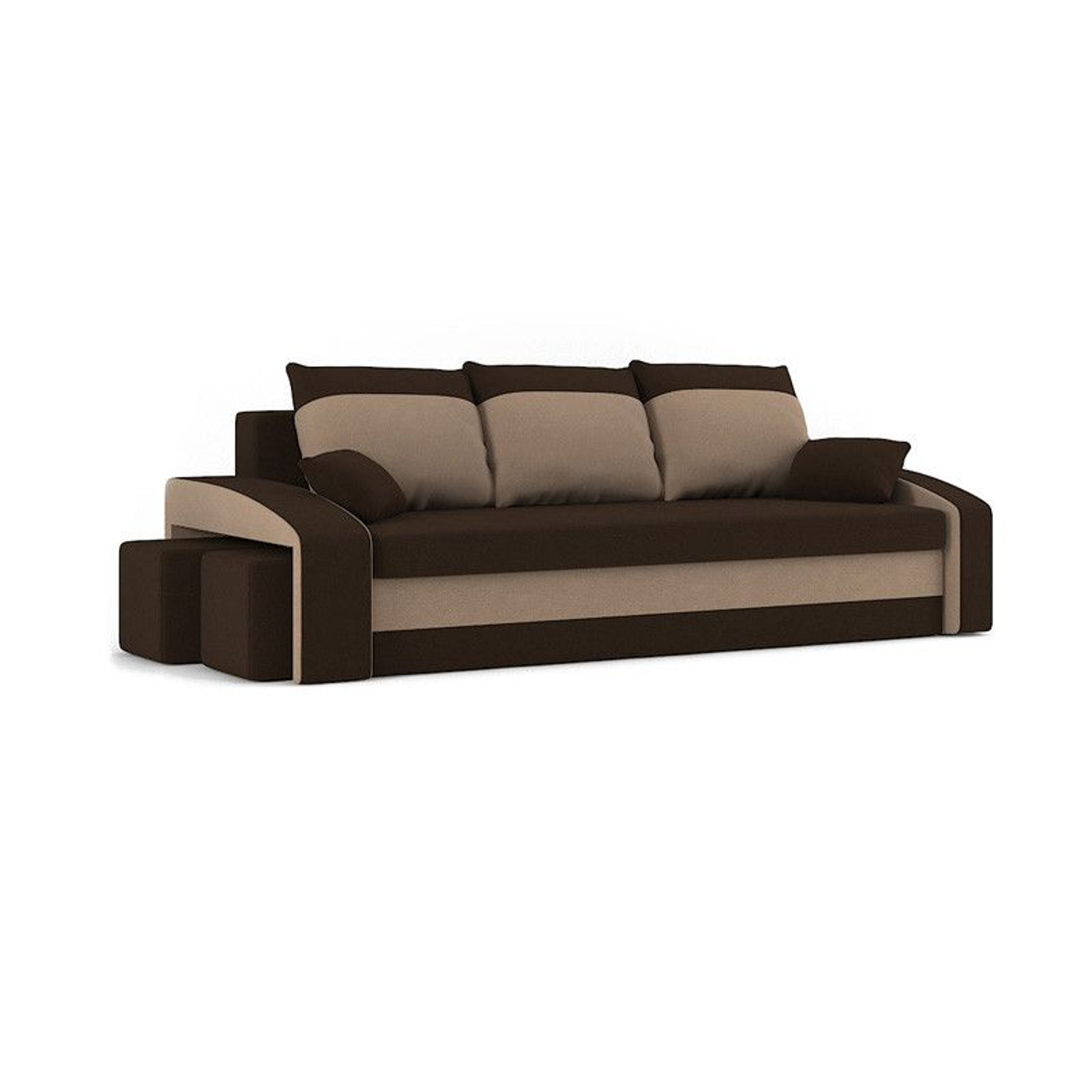 Velká rozkládací pohovka HEWLET s taburety model 3 Hnědá/cappuccino