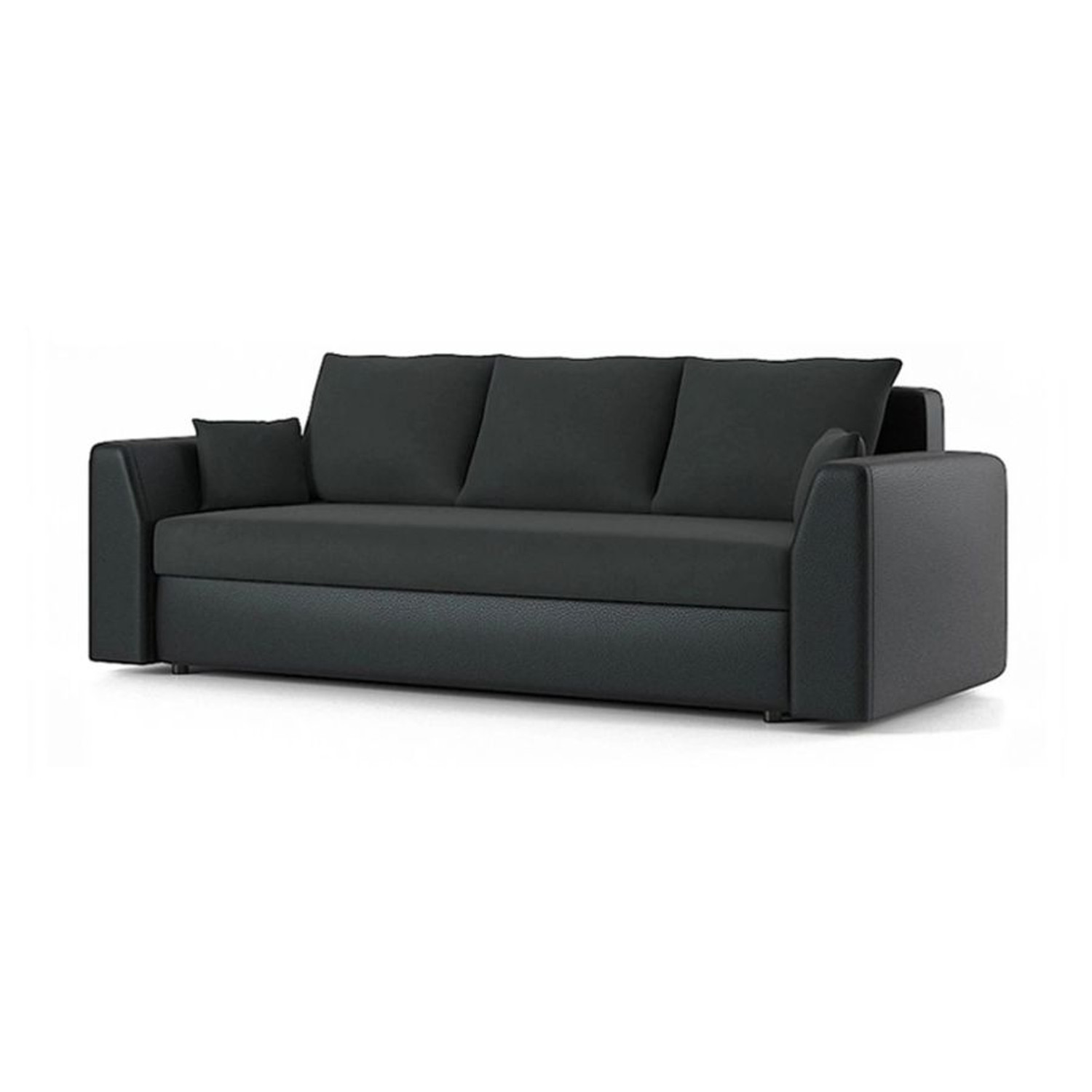 Rozkládací pohovka PAUL látka v kombinaci s eko-kůží MODEL 3 Šedá/černá eko-kůže