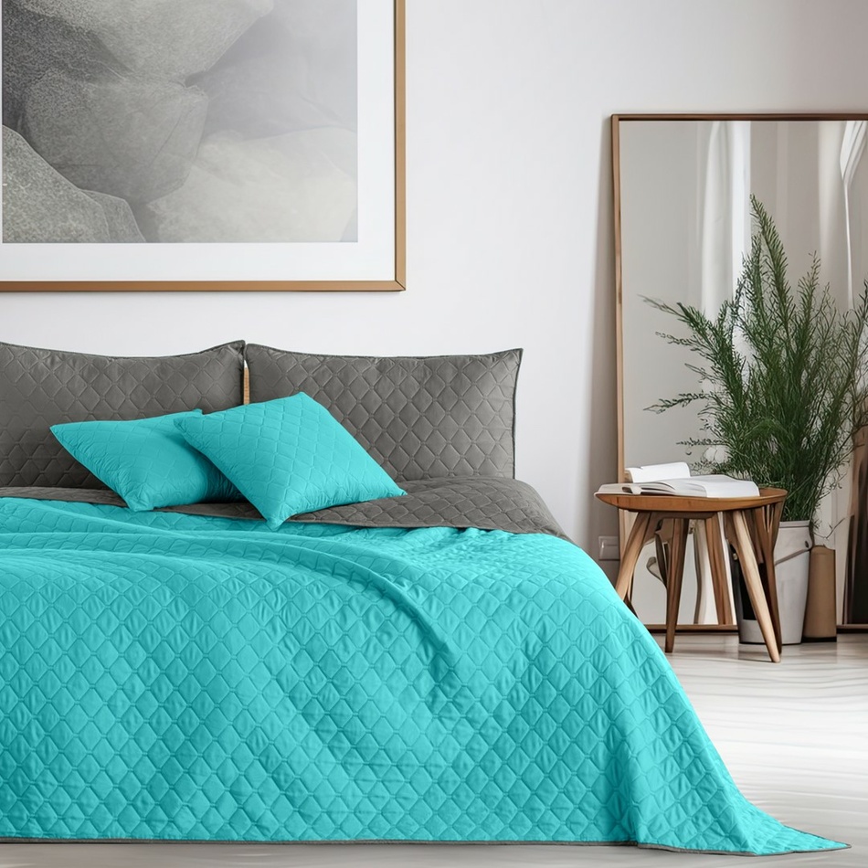 DecoKing Přehoz na postel Axel tyrkysová/ocelová