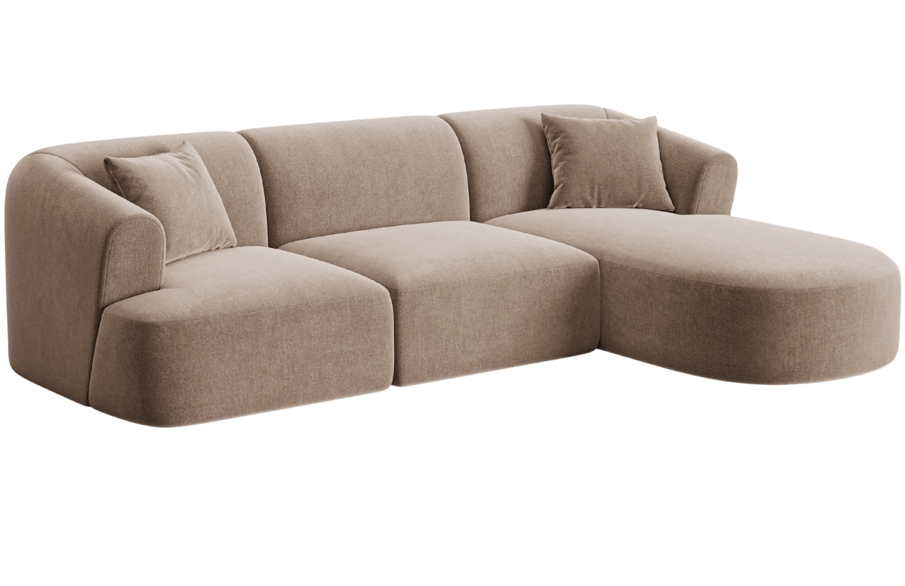 Cosmopolitan Design Béžová sametová rohová pohovka Campi 256 cm