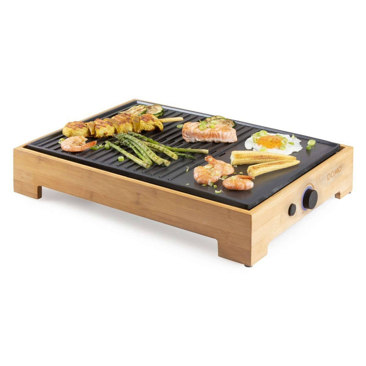 DOMO DO9271G stolní elektrický Plancha gril Bamboo Style