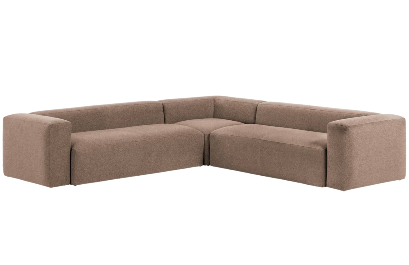 Kave Home Světle růžová rohová pohovka Blok 320 x 320 cm