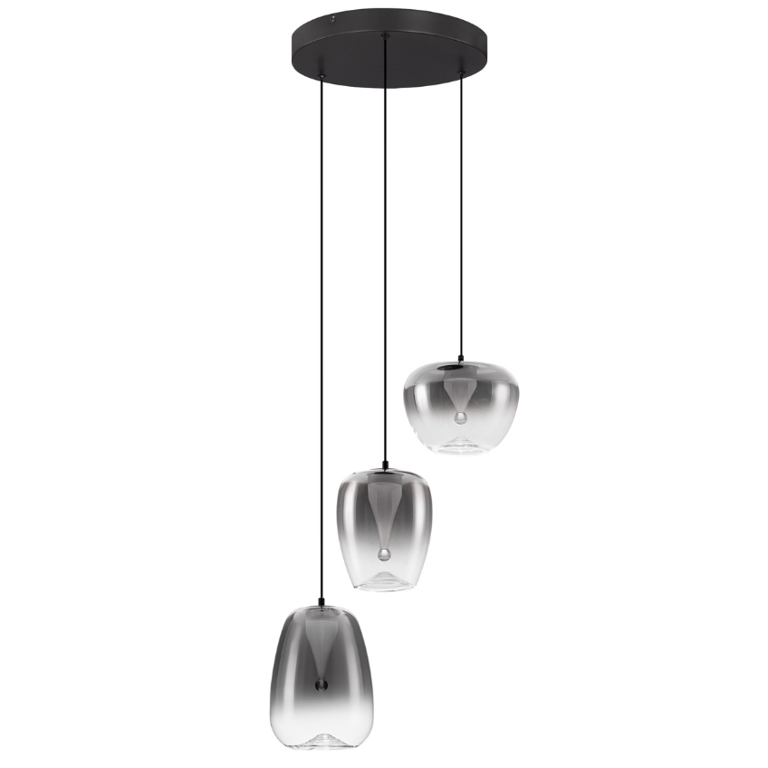Nova Luce Kouřově šedé skleněné závěsné světlo Oblo 41 cm
