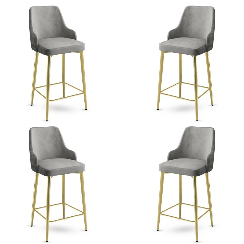 Sada barových židlí Enox Grey and Gold
