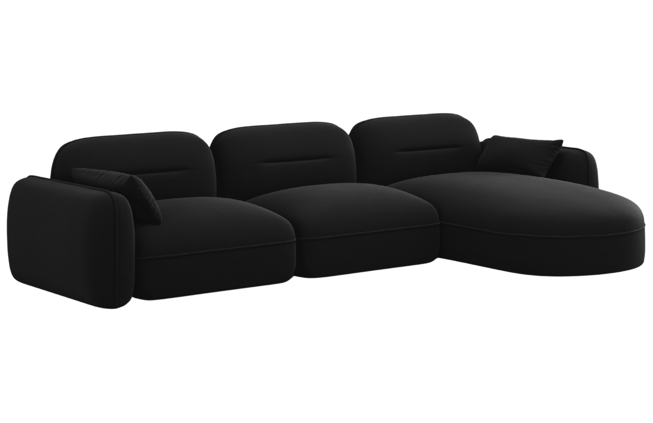 Cosmopolitan Design Černá sametová rohová pohovka Sydney 320 cm