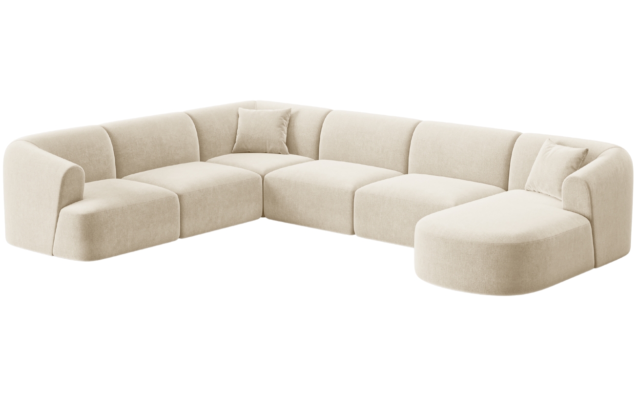 Cosmopolitan Design Světle béžová sametová rohová pohovka Campi 330 cm