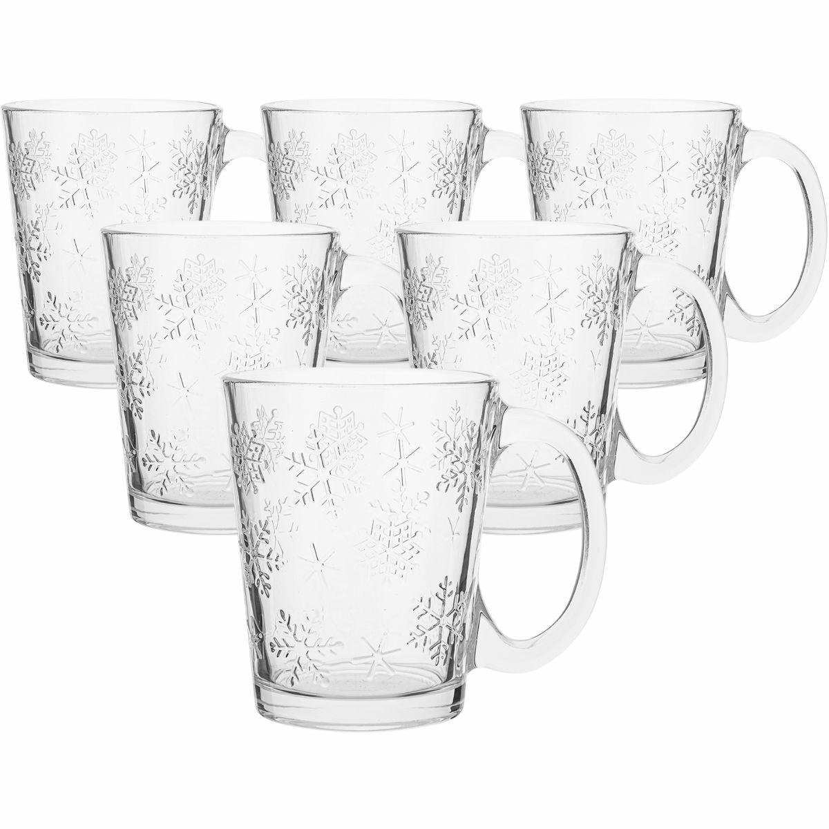 Altom Sada 6 skleněných hrnků Snowflakes 300 ml