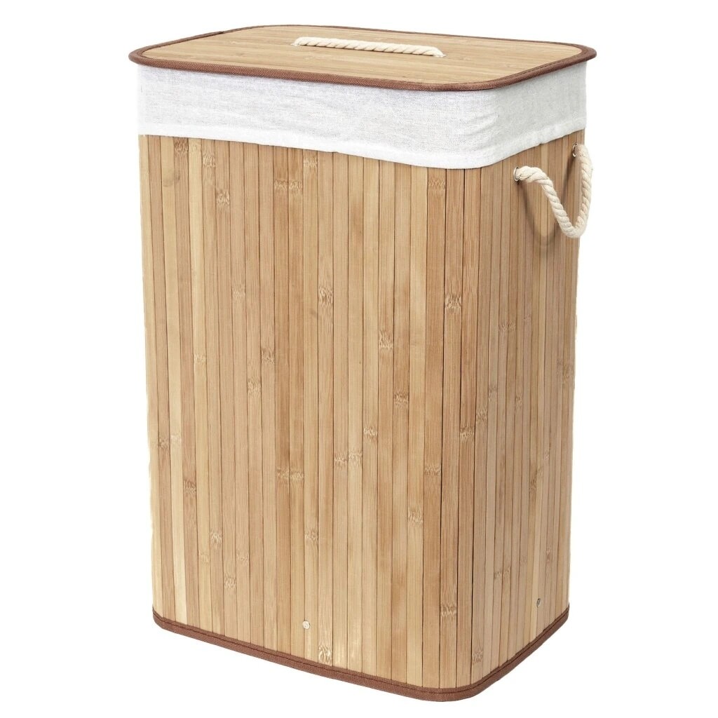 Compactor Bambusový koš na prádlo s víkem Compactor Bamboo - obdélníkový