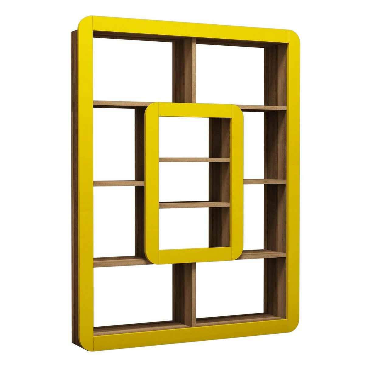 Knihovna Orkide Yellow and Walnut