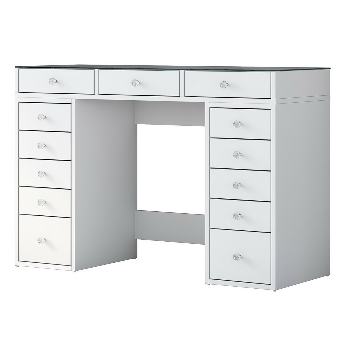 Kosmetický stůl Grace White se skleněnou deskou