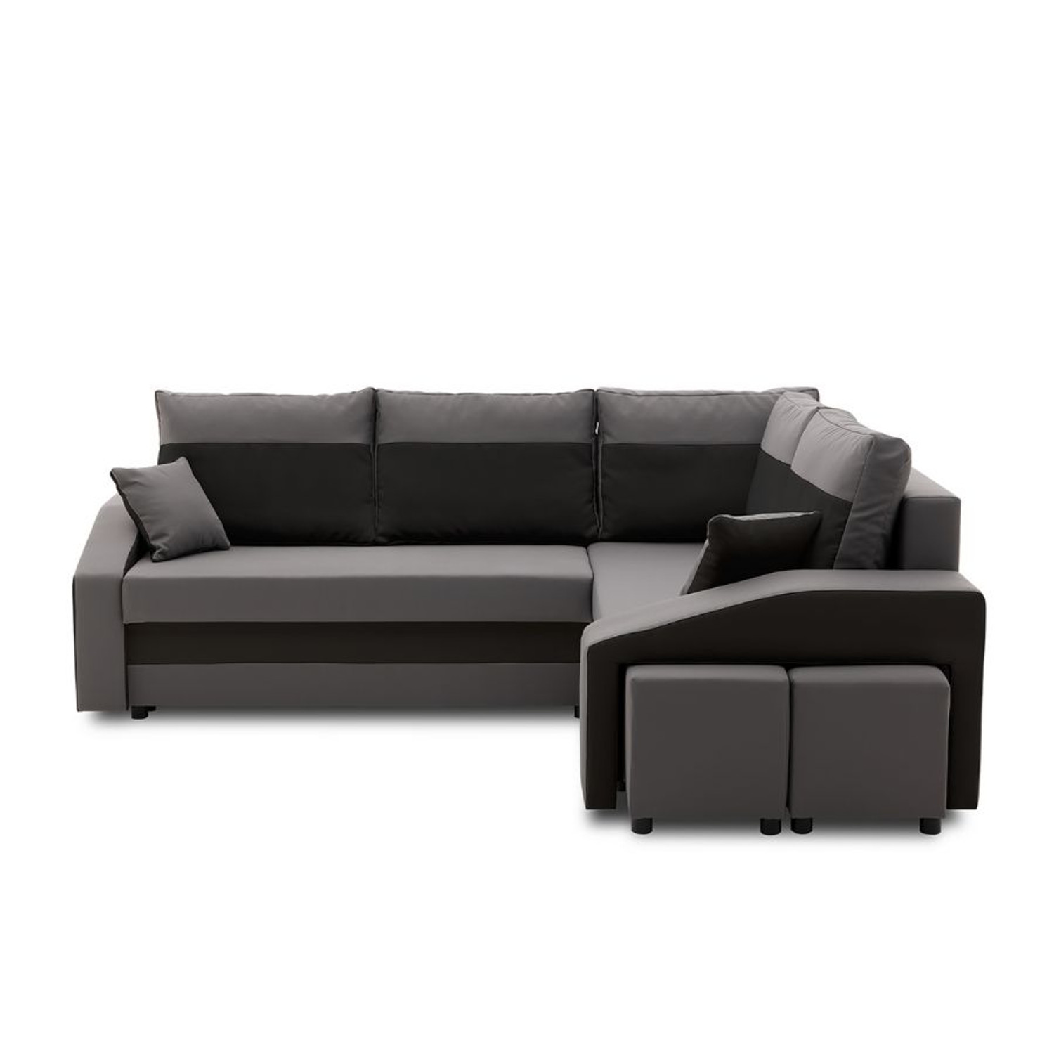 Rozkládací rohová sedací souprava GRANDE s taburety a poličkou model 2 Pravá v-ne-mik27-15