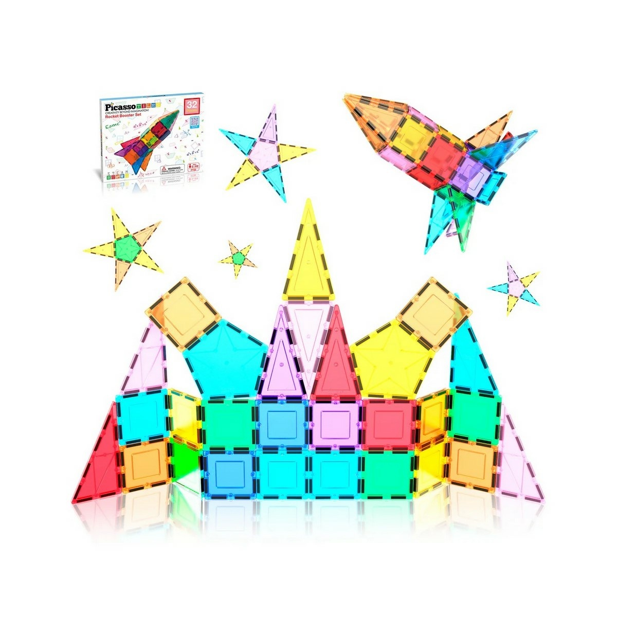 PicassoTiles magnetická stavebnice 32 ks Raketa