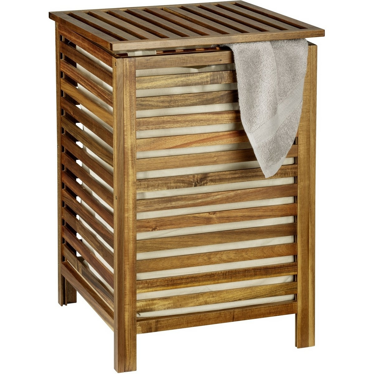 Wenko Koš na špinavé prádlo z akácie Fondi 56 l