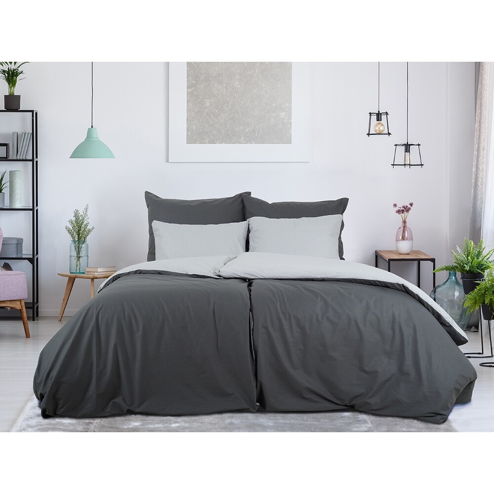 B.E.S. Petrovice Bavlněné povlečení Double face antracit/šedá