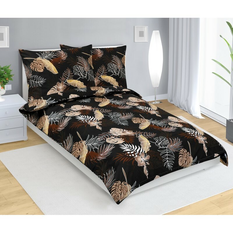 Bellatex Bavlněné povlečení Monstera tmavě hnědá