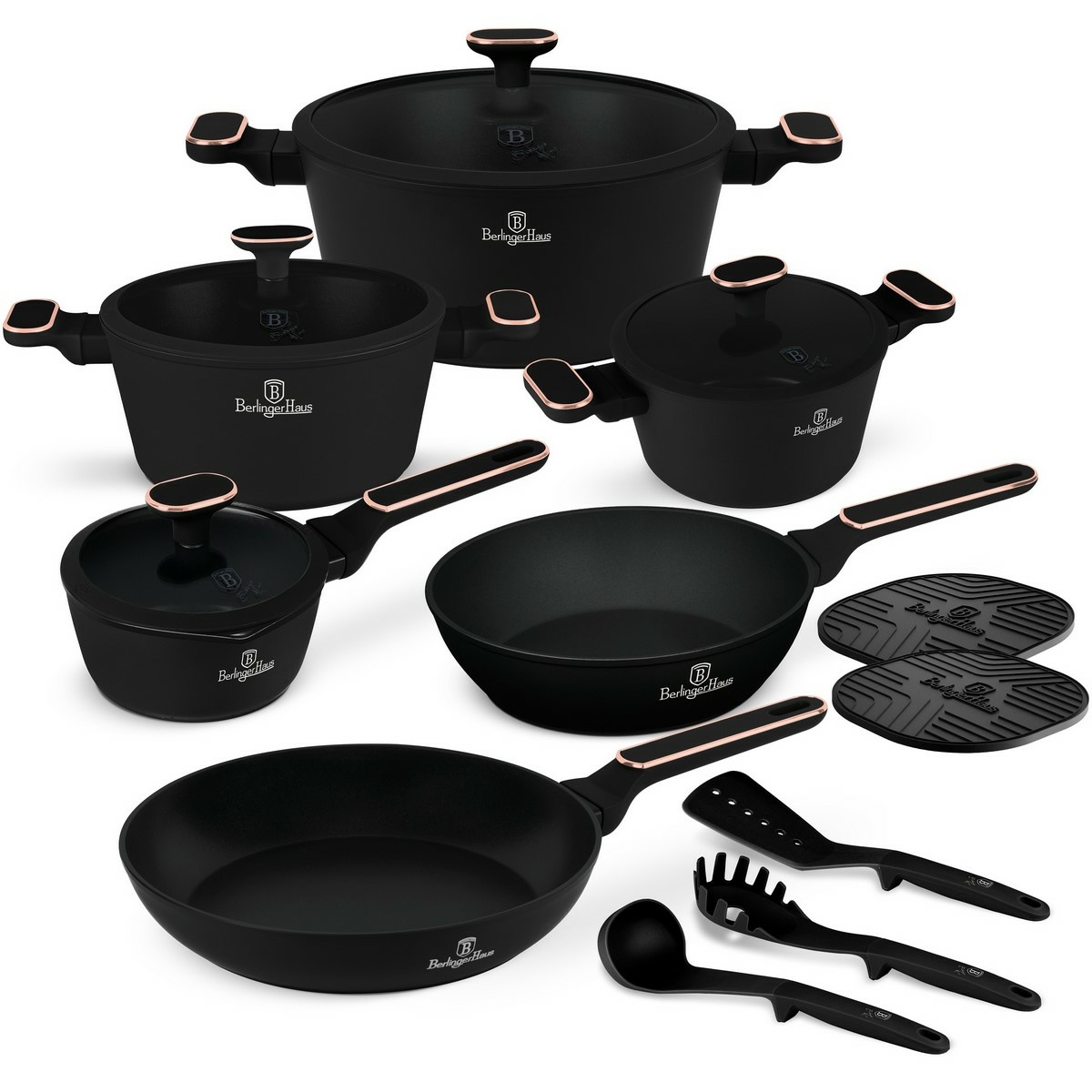 BerlingerHaus Sada nádobí s titanovým povrchem Black Rose
