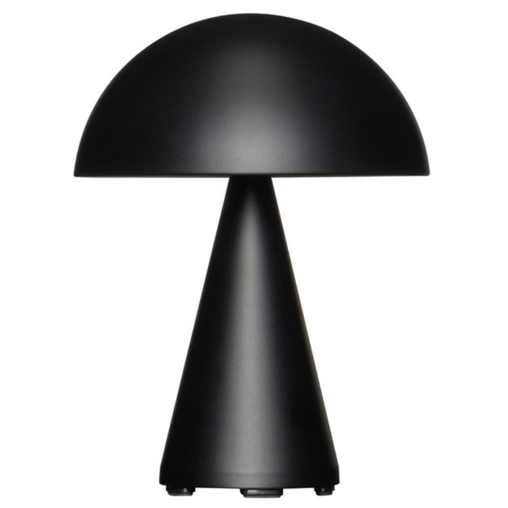 Černá kovová nabíjecí stolní lampa Hübsch Mush 20 cm