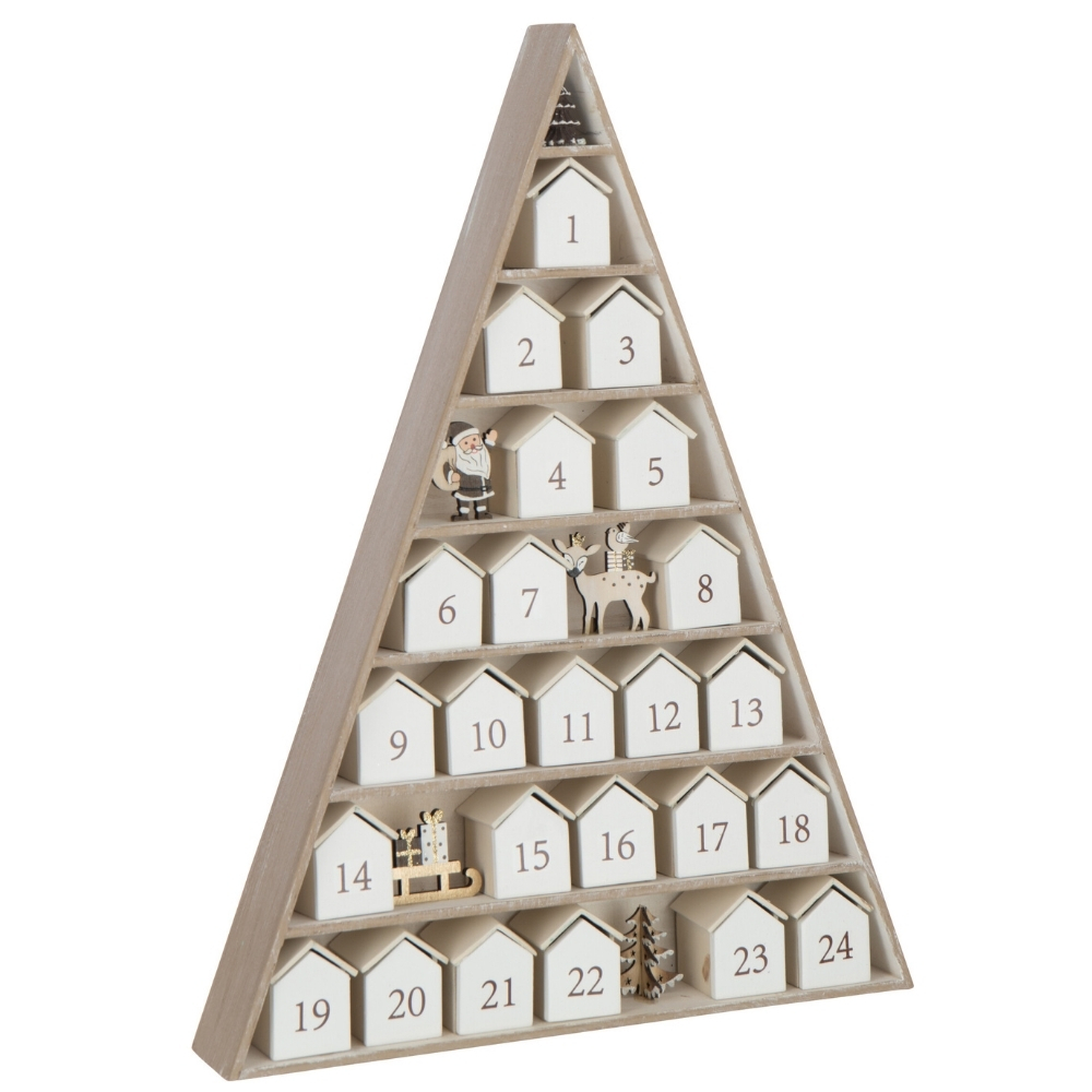 J-line Bílý dřevěný adventní kalendář Garry