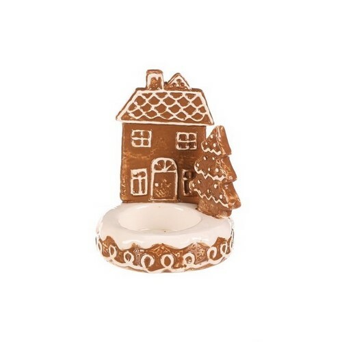 Keramický svícen Domeček perník na čaj. svíčku
