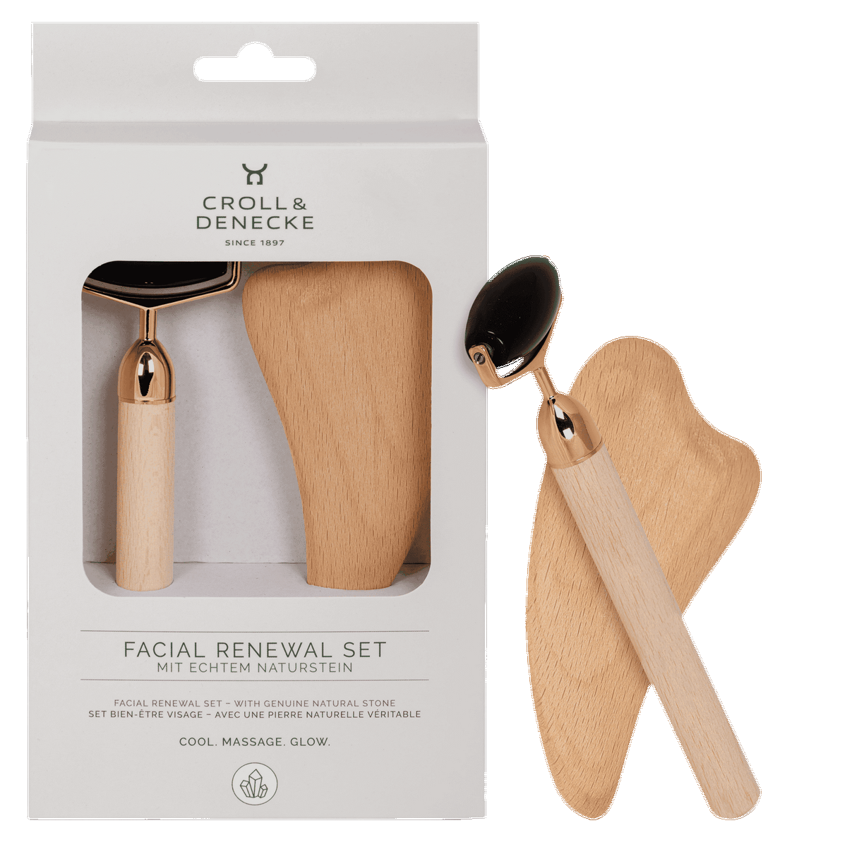 Masážní váleček a destička na obličej Gua