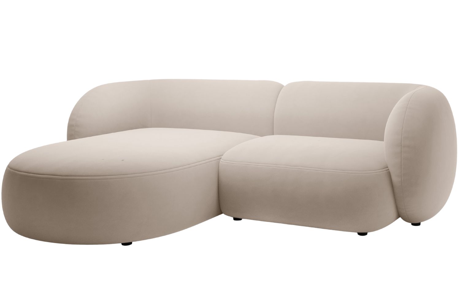Micadoni Béžová sametová rohová pohovka Kate 255 cm