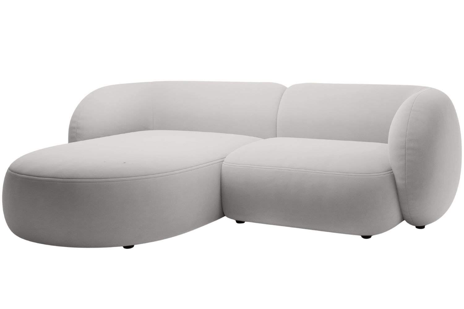 Micadoni Světle šedá sametová rohová pohovka Kate 255 cm