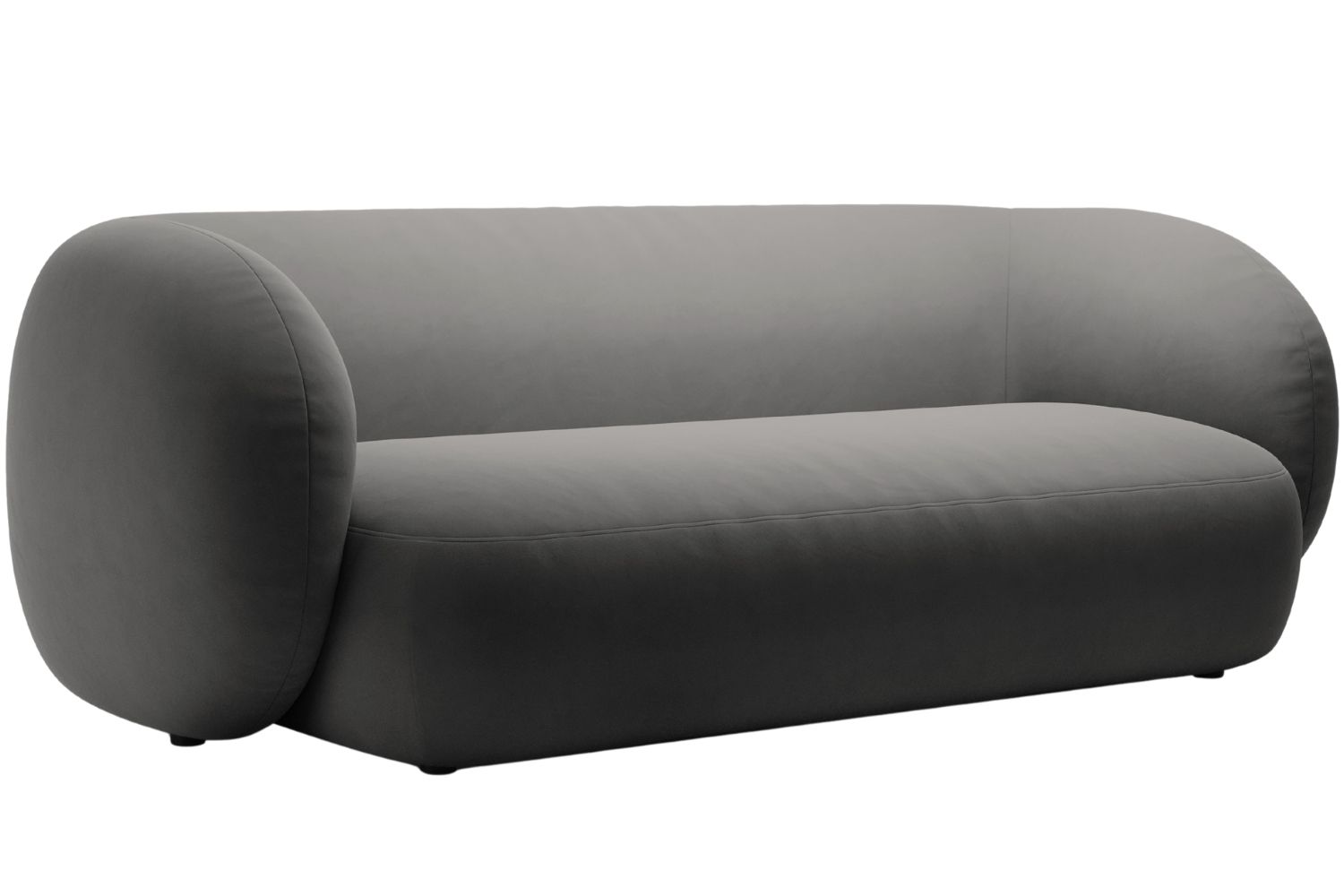 Micadoni Tmavě šedá sametová trojmístná pohovka Kate 213 cm