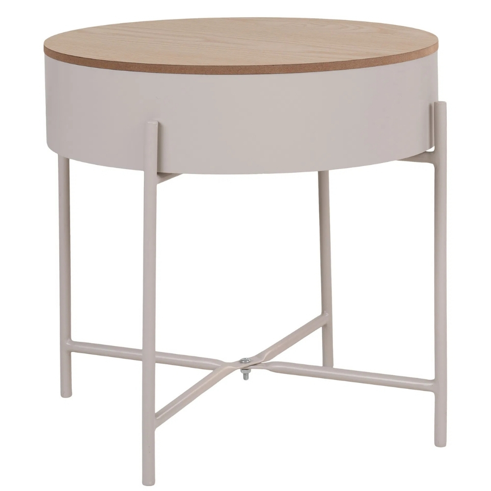 Nordic Living Béžový kovový odkládací stolek Sisko 40 cm