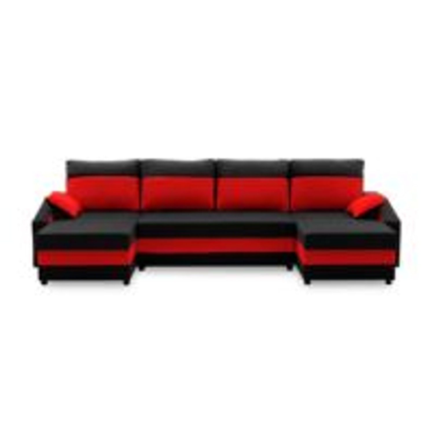 Velká rohová rozkládací sedací souprava SPARTA model 2 Černá/červená