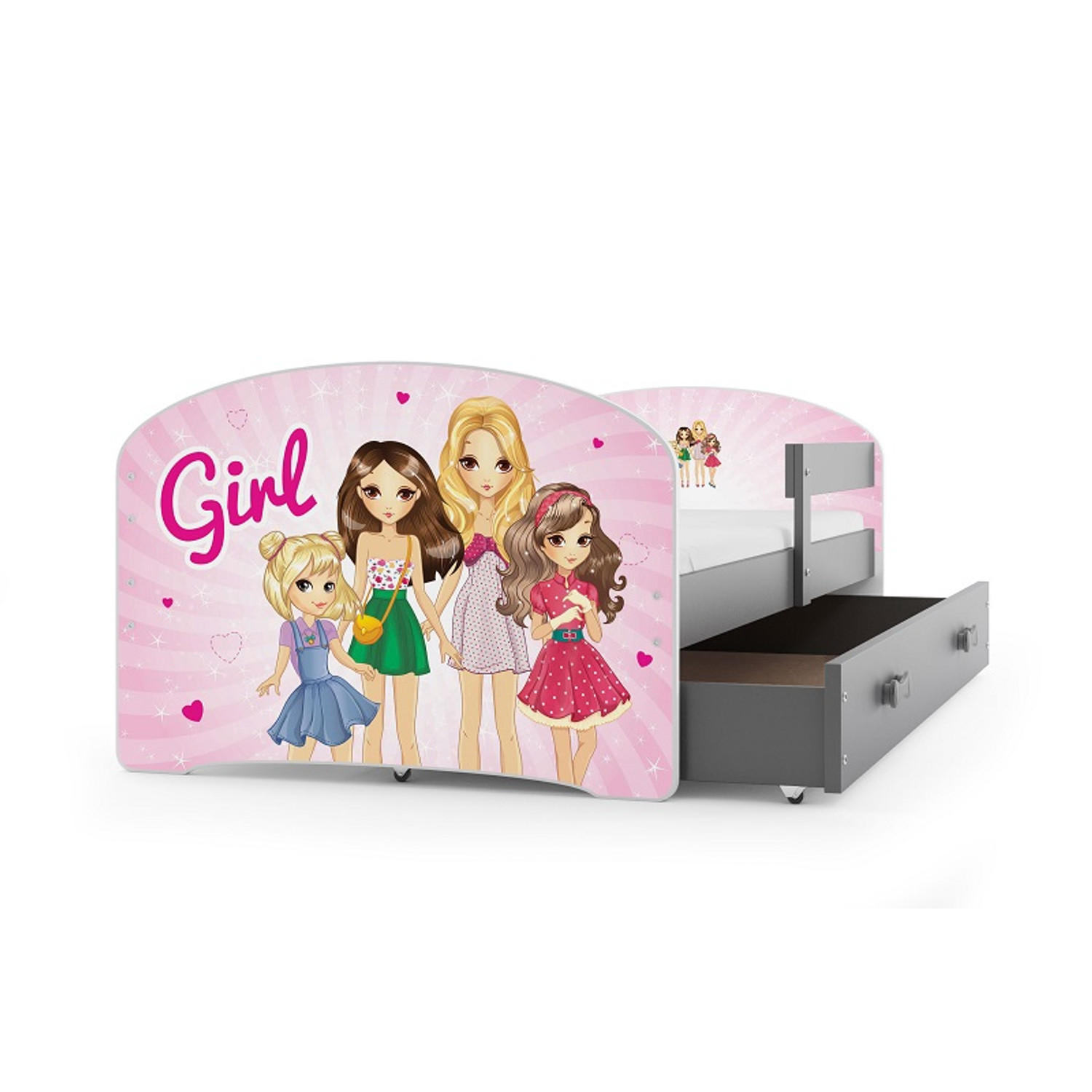 Dětská postel LUKI 160x80 cm Šedá Girl