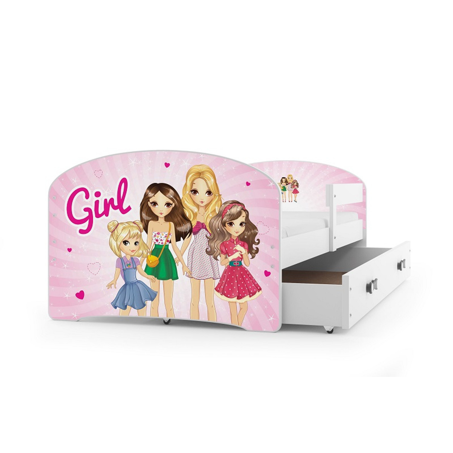 Dětská postel LUKI 160x80 cm Bílá Girl