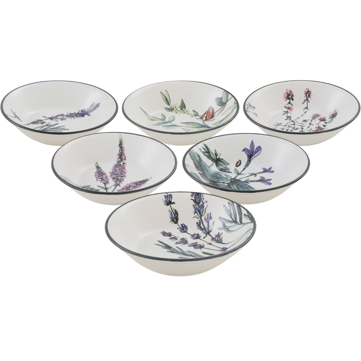 Sada 6 kameninových hlubokých talířů Herbal 18 cm