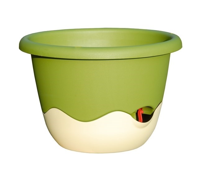 Samozavlažovací květináč Mareta 25 zelená  slon. kost