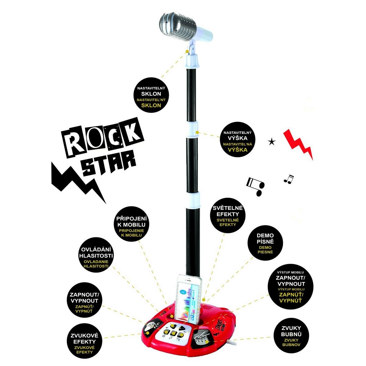 Teddies Mikrofon karaoke ROCK STAR  se světlem a zvukem