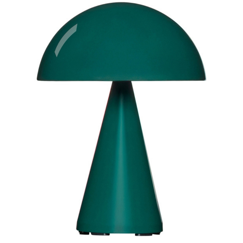 Tmavě zelená kovová nabíjecí stolní lampa Hübsch Mush 20 cm