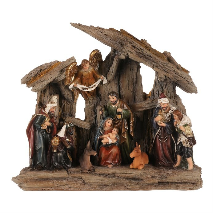 Vánoční dekorace Betlém se třemi králi a andělem