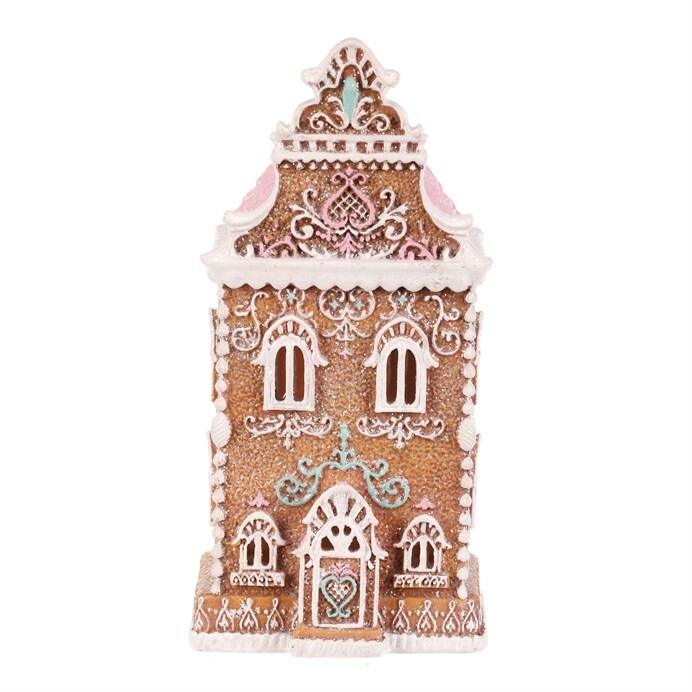 Vánoční dekorace Perníková věžička s růžovou střechou