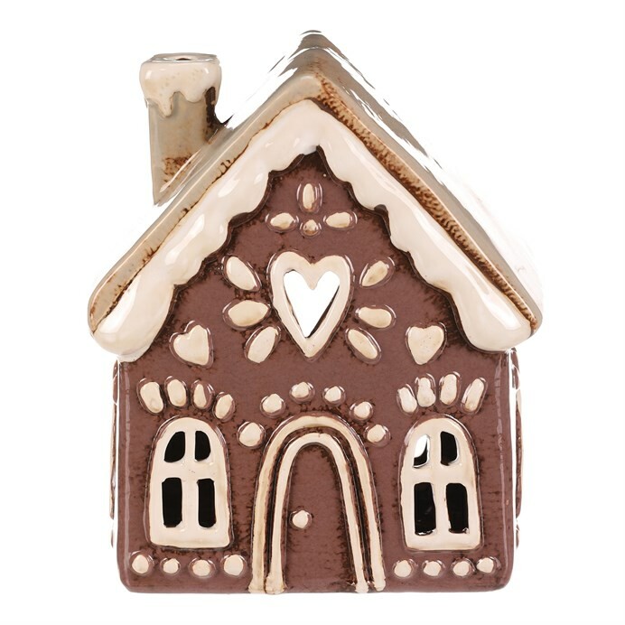 Vánoční dekorace perníkový domeček Srdce na čajovou svíčku