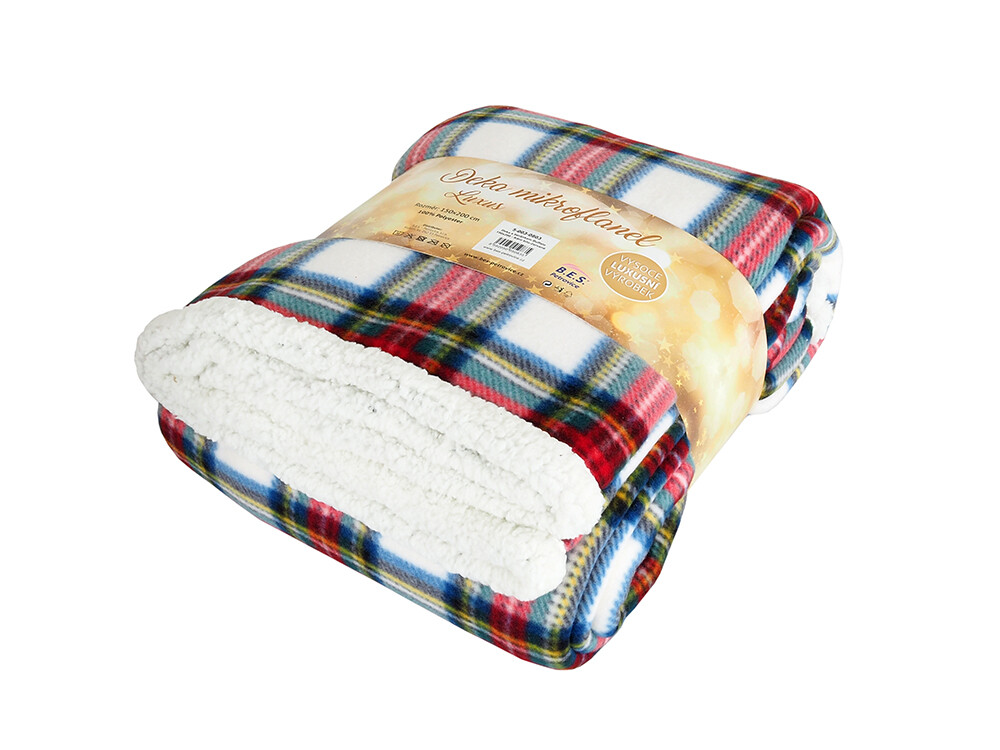 B.E.S. Petrovice Beránková deka Buffalo Káro bílo-červená