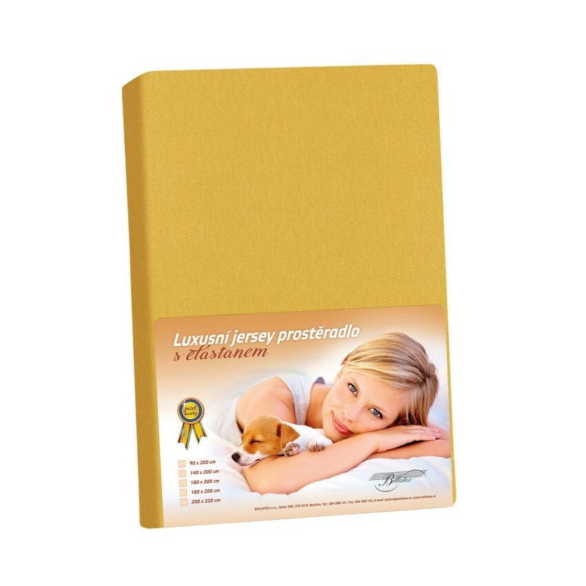 Bellatex Jersey prostěradlo s elastanem hořčicová