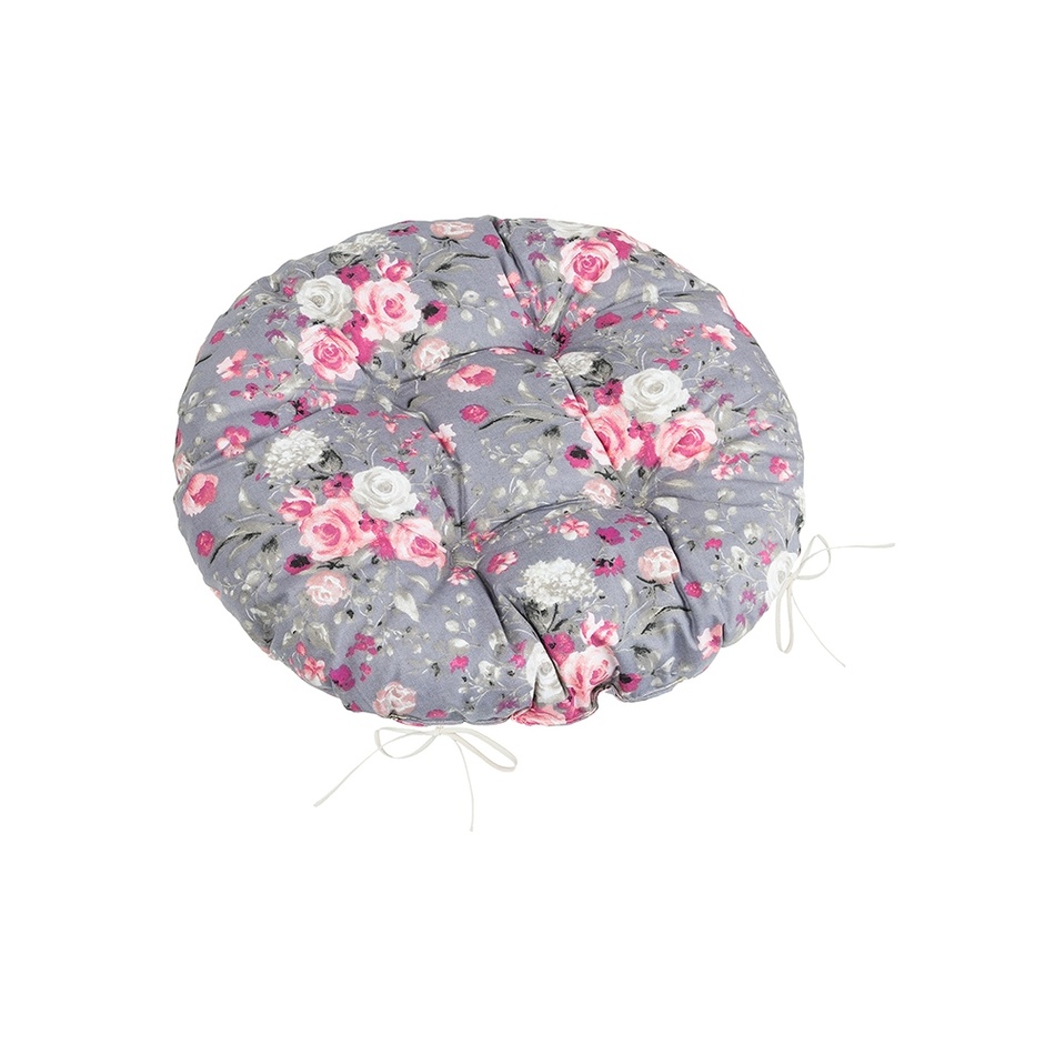 Bellatex Sedák Adéla prošívaný kulatý Květy růže růžová 40 x 40 cm