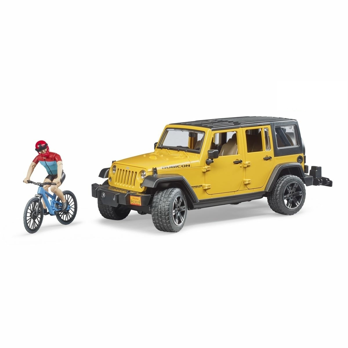 Bruder 2543 Jeep Wrangler Rubicon Unlimited s horským kolem a cyklistou