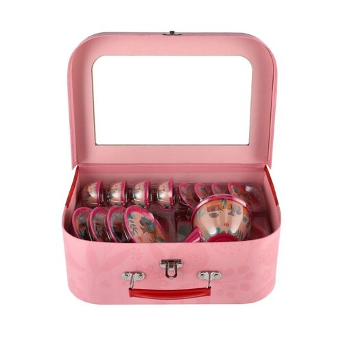 Čajová sada nádobí plech 15ks v kufříku 29x20x10